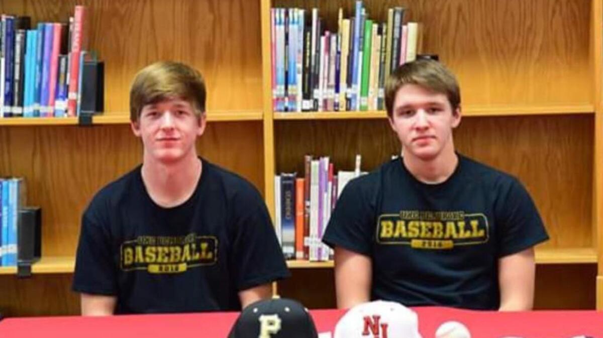 High school teammates Garrett Littleton, left, and Dylan Radford will play baseball at UNC Pembroke.