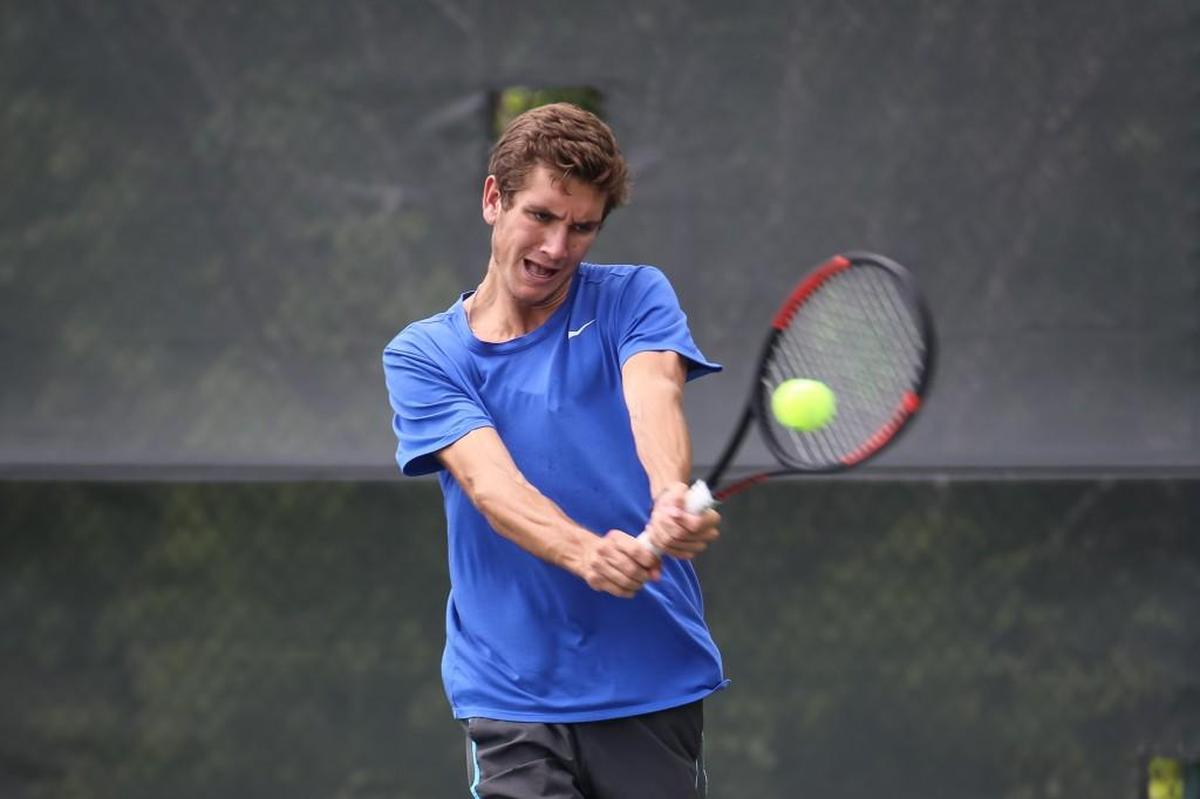 Green Hope's Ben Wayand plays in the opening round of the the SWAC conference tournament in Cary on Wednesday, April 26, 2017.