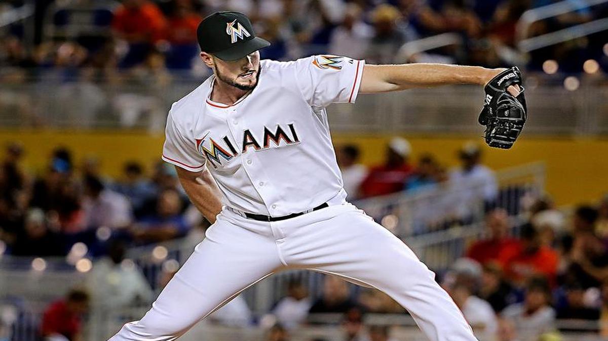 
Carter Capps #22 of the Miami Marlins pitches during a game against the San Francisco Giants at Marlins Park on June 30, 2015 in Miami, Florida.
