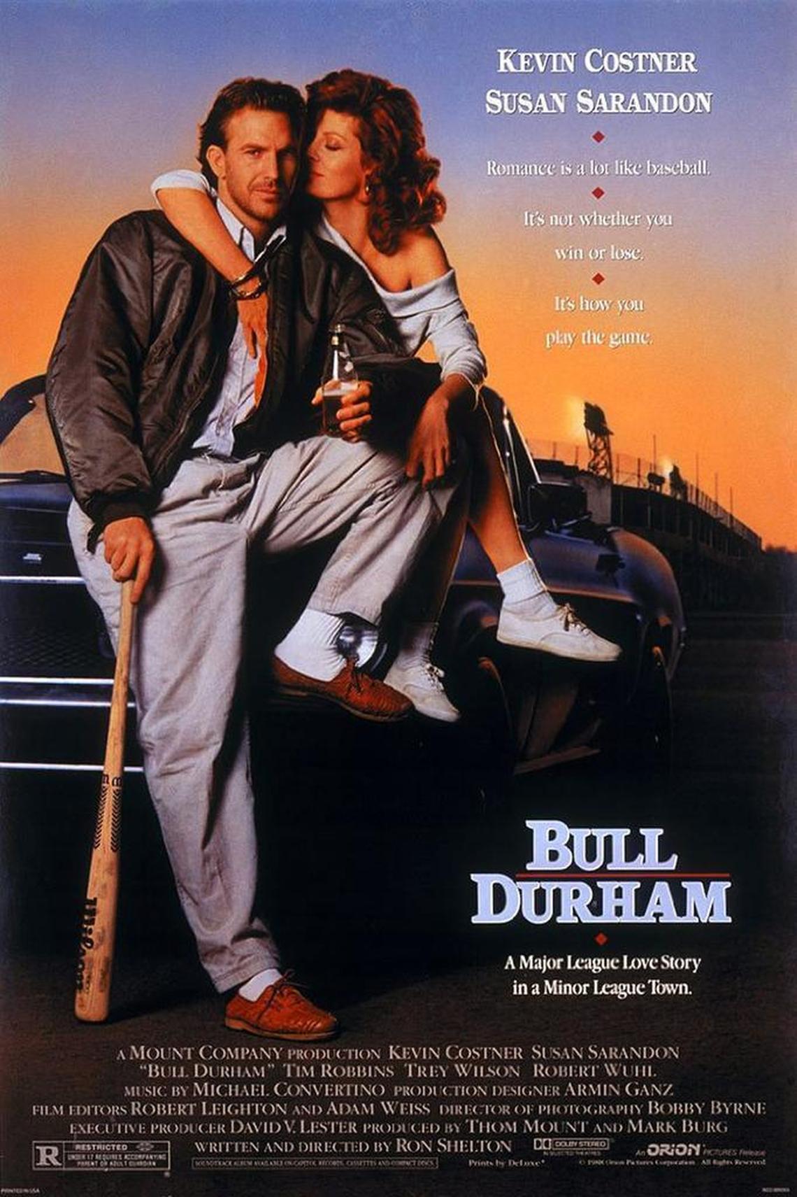 Kevin Costner and Susan Sarandon in a "Bull Durham" publicity poster from 1988.