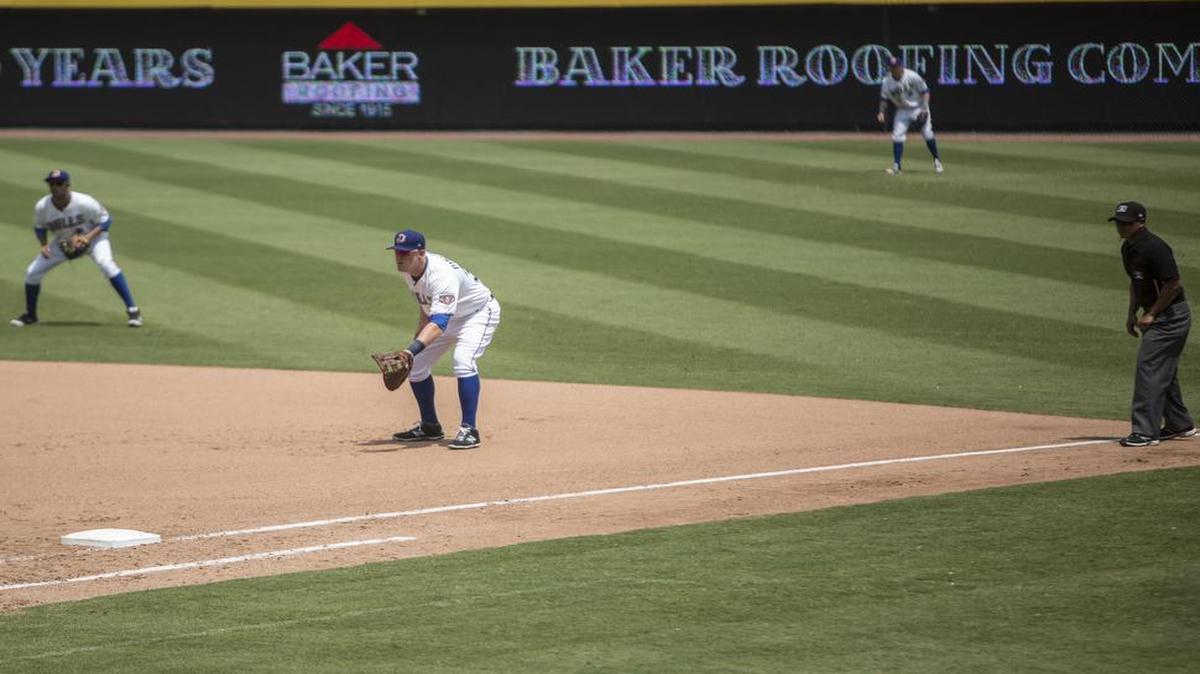 
The Durham Bulls employ a defensive shift against a Lehigh Valley Iron Pigs left-handed batter Wednesday, June 10, 2015 at the Durham Bulls Athletic Park.
