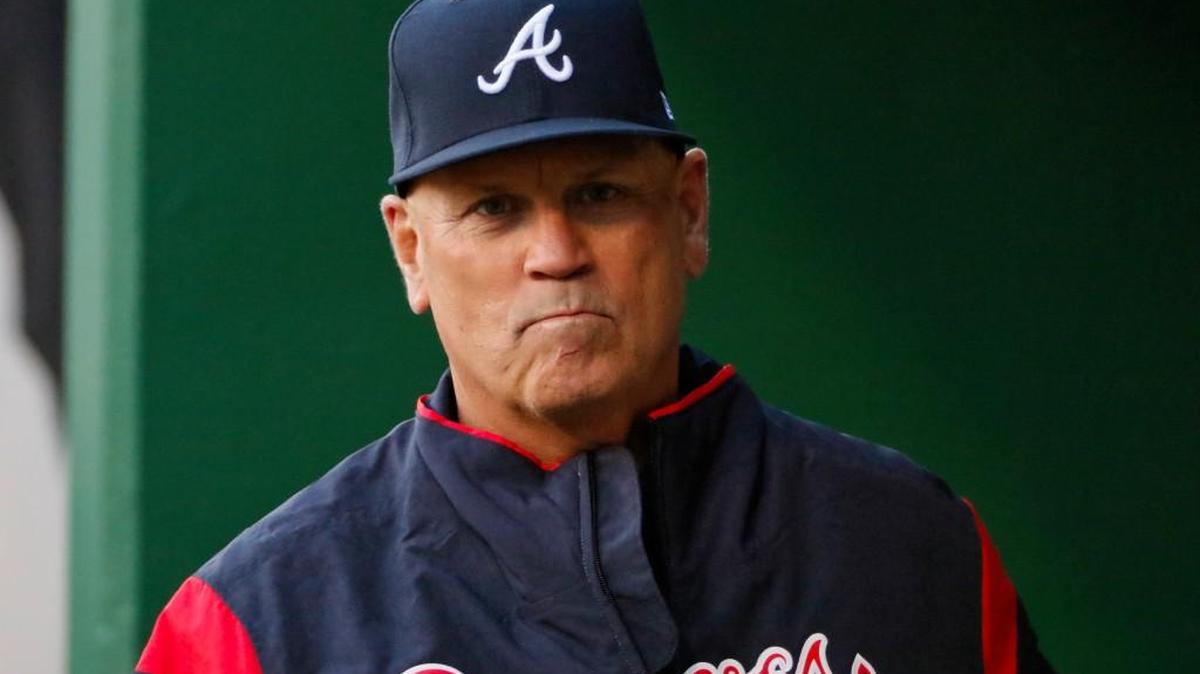 Atlanta Braves manager Brian Snitker in the dugout before a game against the Pittsburgh Pirates in Pittsburgh, on April 8, 2017. (AP Photo/Gene J. Puskar)