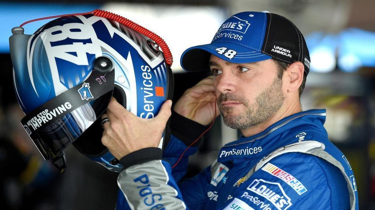 
Jimmie Johnson prepares his equipment during practice for Sunday's NASCAR Sprint Cup series auto race, Friday, May 29, 2015, at Dover International Speedway in Dover, Del.
