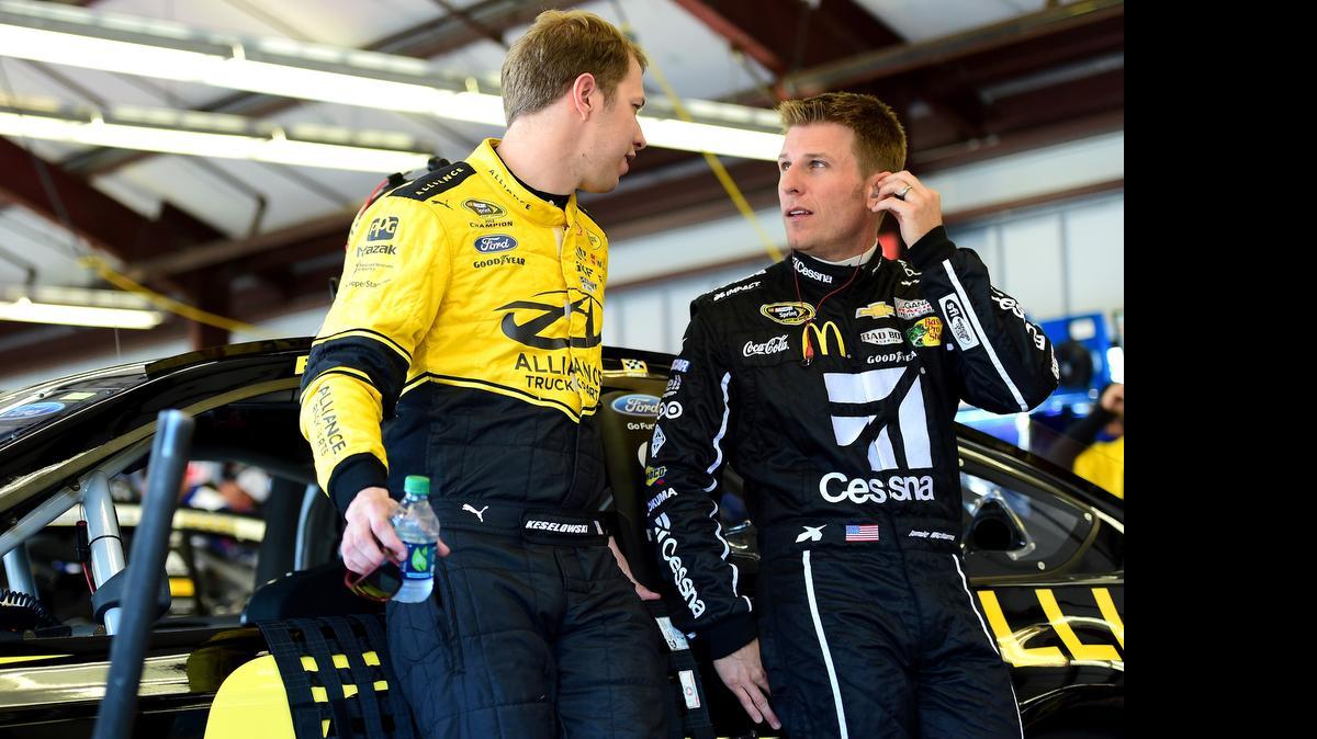 
Brad Keselowski, left, and Jamie McMurray know that a conversation on the radio during a race is not a private one.
 
