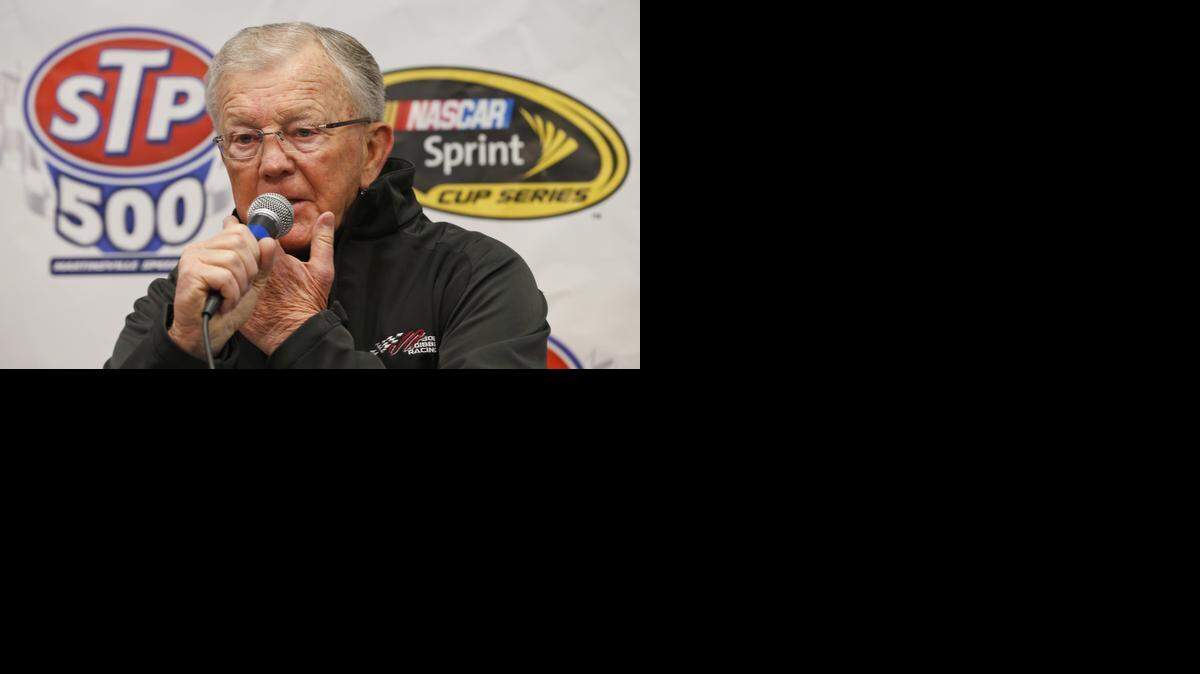 
NASCAR team owner Joe Gibbs, addresses the media about the condition of his son J.D. Gibbs in the media center prior to the start of the NASCAR Sprint Cup race at the Martinsville Speedway in Martinsville, Va., Sunday, March 29, 2015. Joe Gibbs Racing President J.D. Gibbs is undergoing treatment for "symptoms impacting areas of brain function," which likely stem from a head injury suffered earlier in life. 

