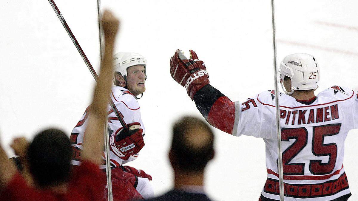 Game 7, 2009 Eastern Conference quarterfinals at New Jersey, 4/28/09 “The Shock at the Rock” Down a goal late in the third period, Jussi Jokinen tied the score with 1:20 to play. Just as both teams were getting ready for overtime, Eric Staal scored 48 seconds later to end the series and advance.