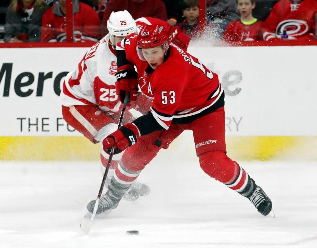 The Carolina Hurricanes on Aug. 2, 2018, traded forward Jeff Skinner (53) to the Buffalo Sabres.