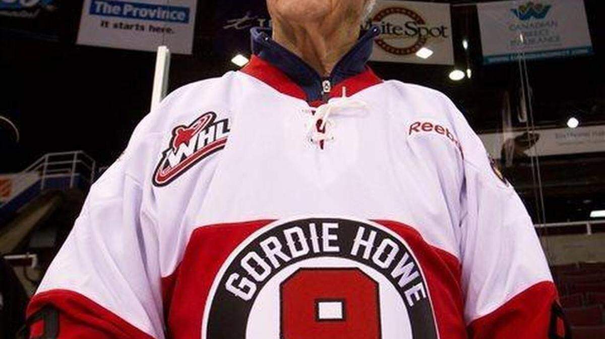 FILE - In this Feb. 2, 2012, file photo, hockey great Gordie Howe, part owner of the Western Hockey League's Vancouver Giants, looks on during a team news conference in Vancouver, British Columbia. Some of the greatest players in hockey history are paying tribute to Gordie Howe in Saskatoon, Saskatchewan Friday, Feb. 6, 2015.