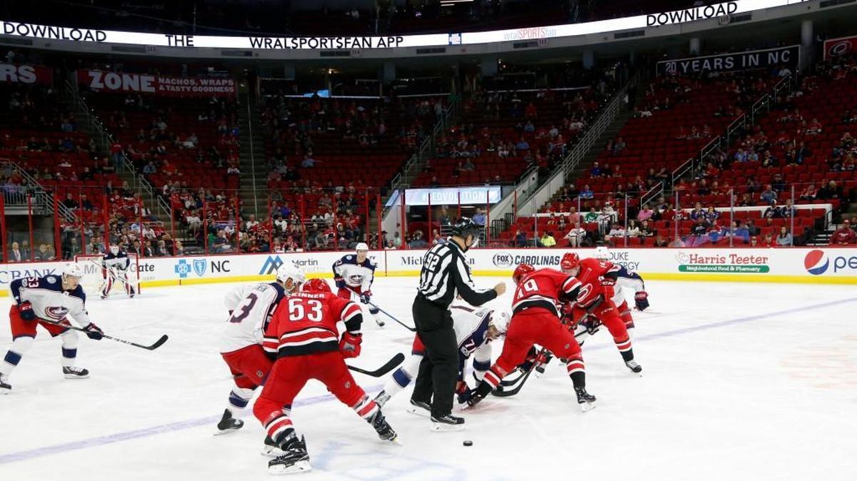 A much smaller crowd came for the Canes' second home game between the Carolina Hurricanes and the Columbus Blue Jackets at PNC Arena on Oct. 10, 2017.