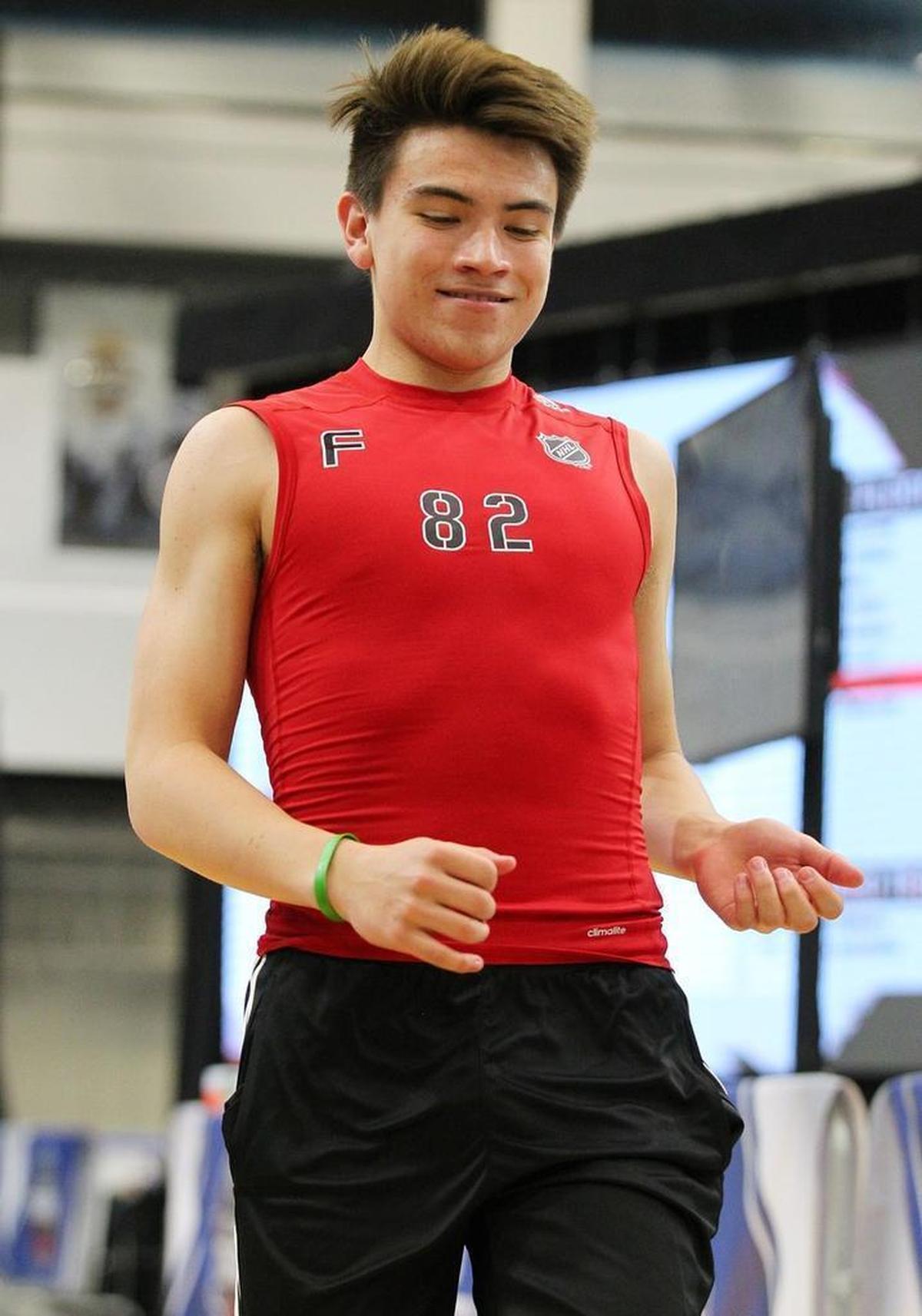 Nick Suzuki prepares for testing during the NHL Combine at HarborCenter on June 3, 2017 in Buffalo, New York. (Photo by Bill Wippert/NHLI via Getty Images)