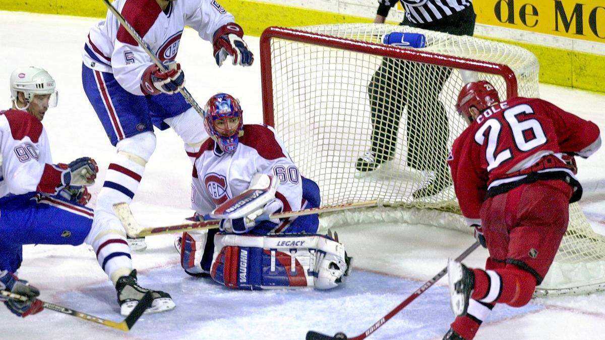 Game 4, 2002 Eastern Conference semifinals at Montreal, 5/9/02. “The Miracle at Molson” Down two goals entering the third period and facing a 3-1 deficit in the series, the Hurricanes rallied to win in overtime, won the next two games of the series easily to advance to the conference finals.
