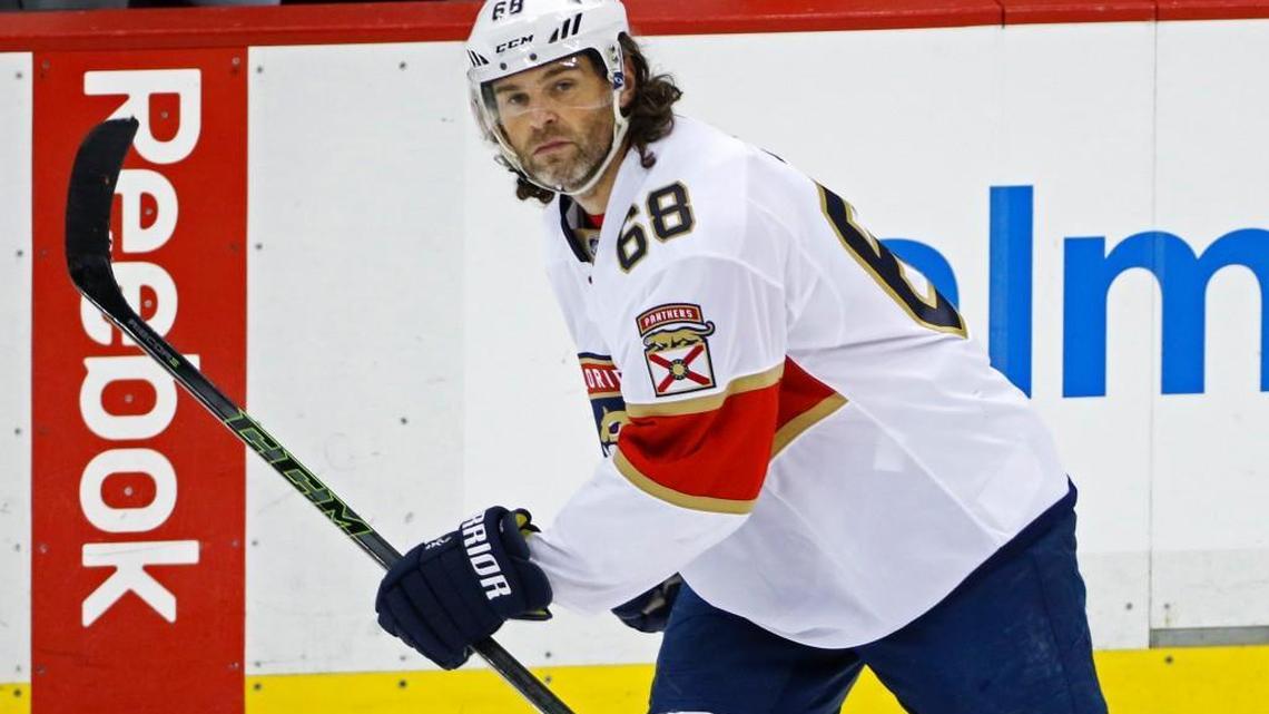 The Florida Panthers' Jaromir Jagr skates against the Pittsburgh Penguins in Pittsburgh on March 19, 2017. (AP Photo/Gene J. Puskar, File)