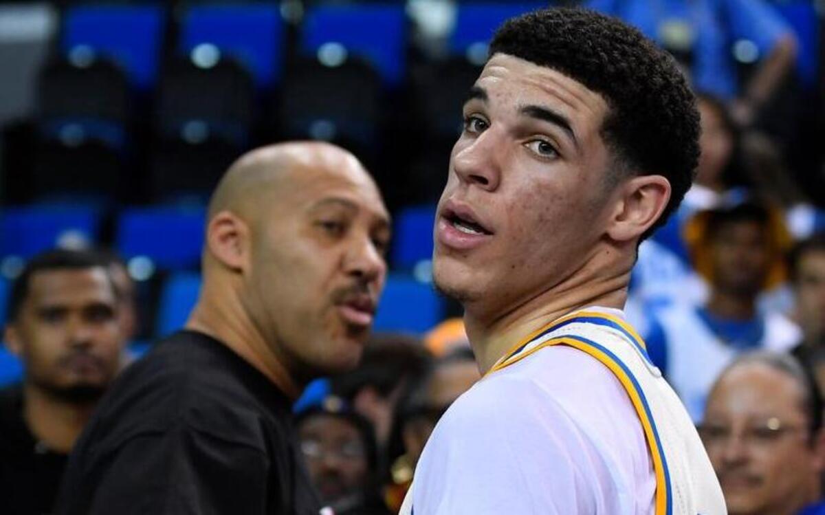 The signature shoe for UCLA one-and-done guard Lonzo Ball, right, seen here with his father, LaVar, starts at $495.