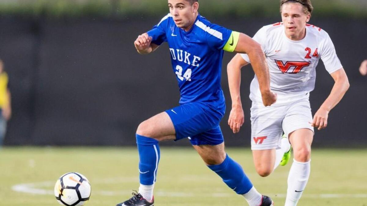 Duke's Brian White moves the ball against Virginia Tech earlier this season.