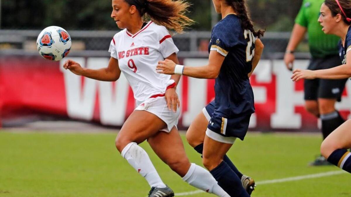 N.C. State's Maxine Blackwood in action for the Wolfpack women's soccer team.