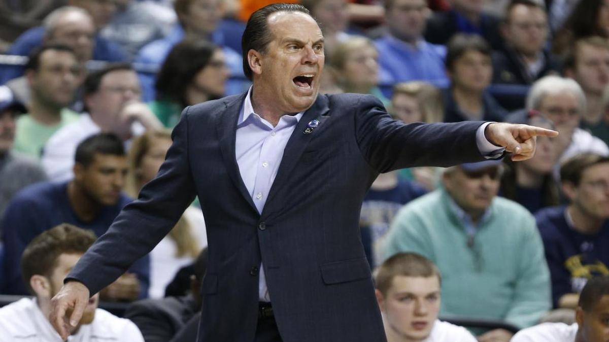 “I really believe this is the year we get to eight bids and maybe more,” said Notre Dame coach Mike Brey, shown during the Irish’s win over Duke in an ACC tournament semifinal in Greensboro in March.