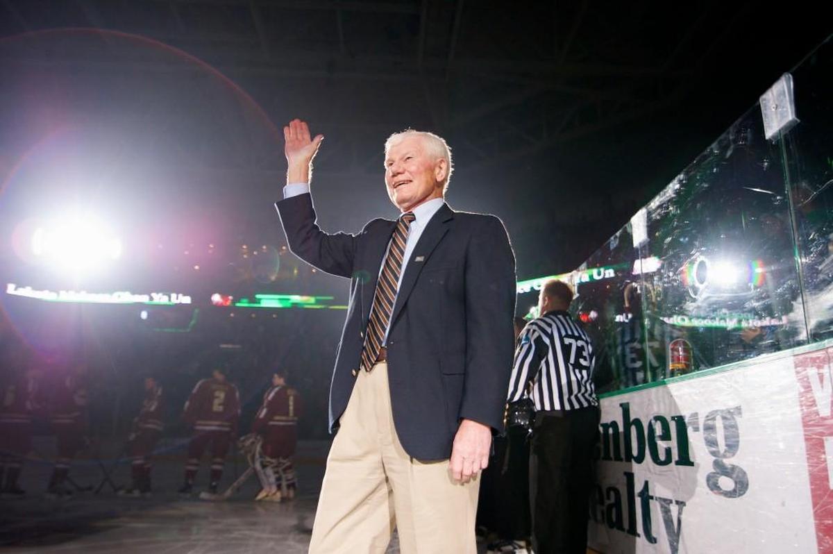 Pinehurst’s Bill Reichart was honored before North Dakota’s game against Boston College on Oct. 8, 2011. Reichart was a three-time all-American at North Dakota and is in the university’s Hall of Fame.