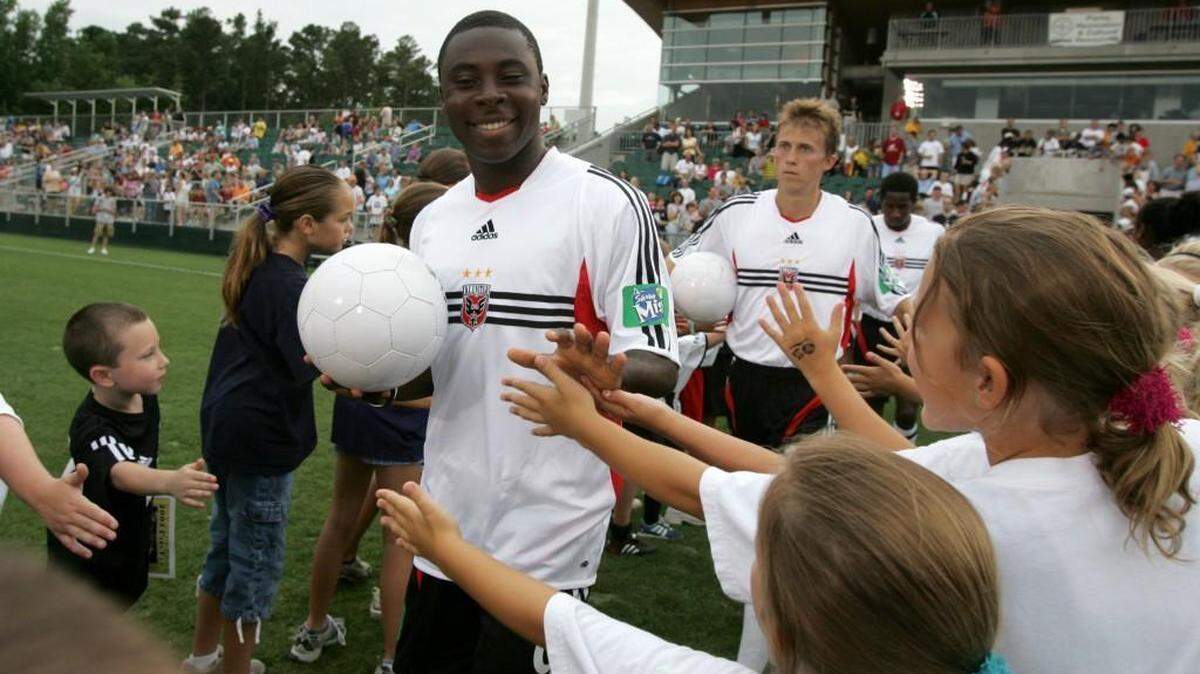 DC United's Freddy Adu greets fans before the start of a 2005 exhibition at what is now called WakeMed Soccer Park. The stadium is a potential venue for DC United’s “home” opener in March.