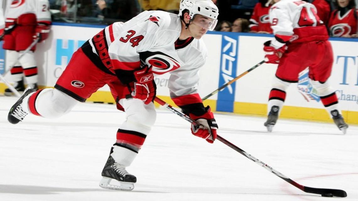 David Gove of the Carolina Hurricanes skates before the game against the New York Islanders on October 21, 2006 at Nassau Coliseum in Uniondale, New York.