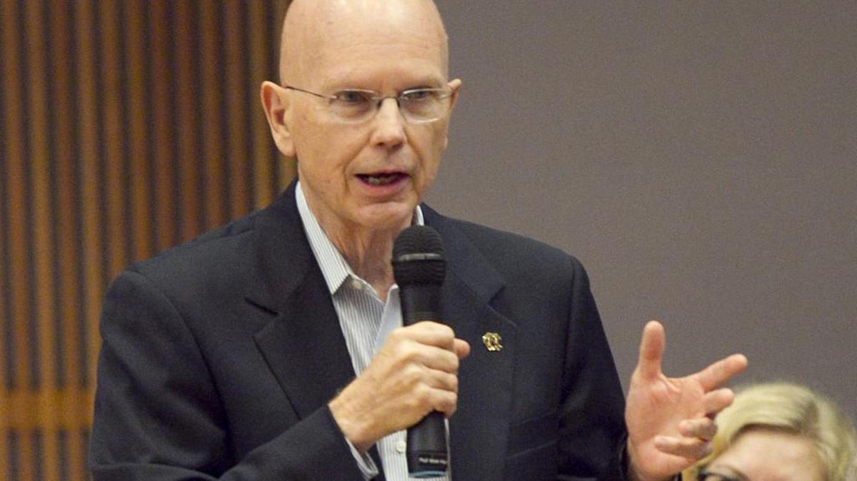 UNC Chancellor Emeritus and Professor James Moeser speaks during an emergency faculty meeting on Tuesday September 18, 2012 at the Fedex Global Education Center in Chapel Hill.