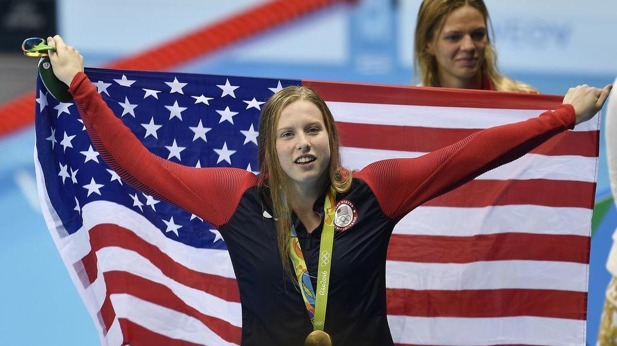 United States gold medal winner Lilly King celebrates winning the women’s 100-meter breaststroke final during the swimming competitions at the 2016 Summer Olympics, Tuesday, Aug. 9, 2016, in Rio de Janeiro, Brazil. King set an Olympic record and besting Russia’s Yulia Efimova in the process.