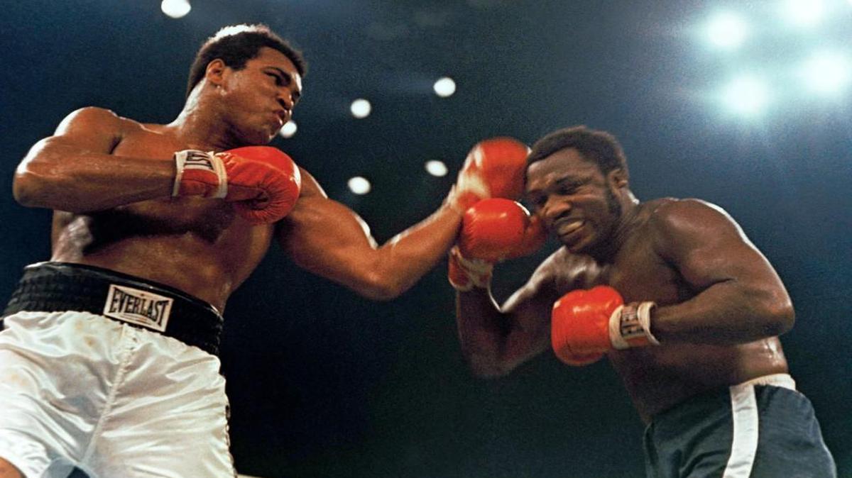Muhammad Ali, left, and Joe Frazier in the 12 round non-title fight that took place at Madison Square Garden in New York, January 28, 1974. (AP Photo)