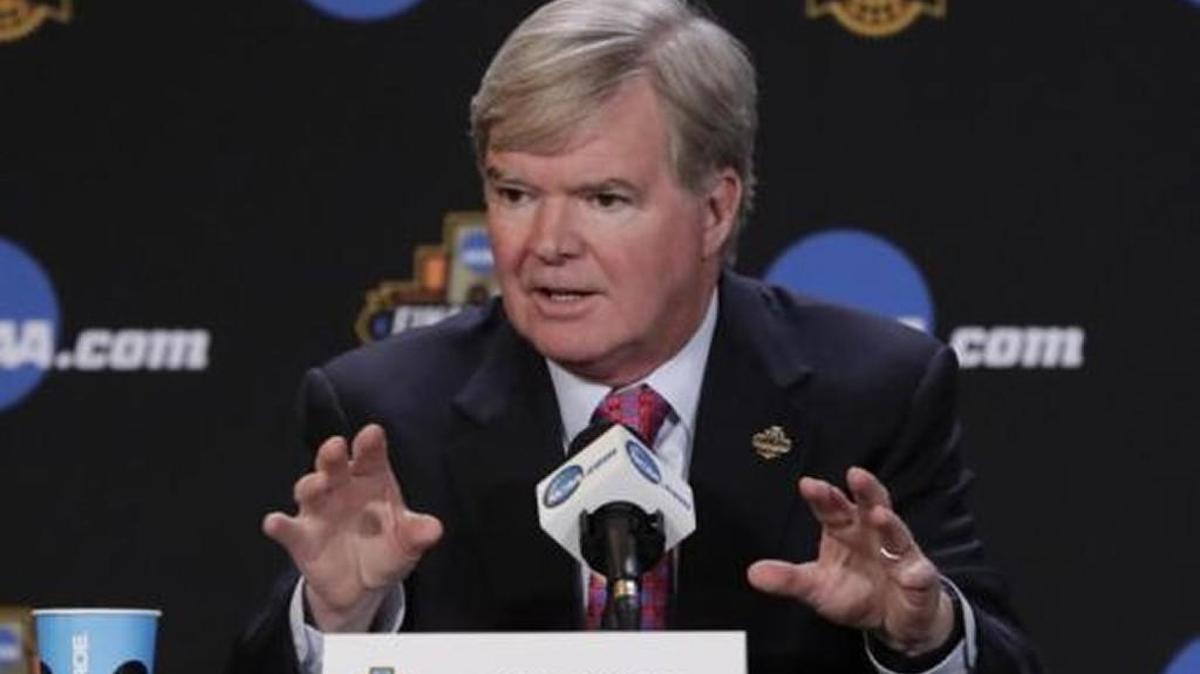 NCAA president Mark Emmert discusses Thursday’s repeal of North Carolina’s House Bill 2 at the Final Four in Glendale, Ariz.
