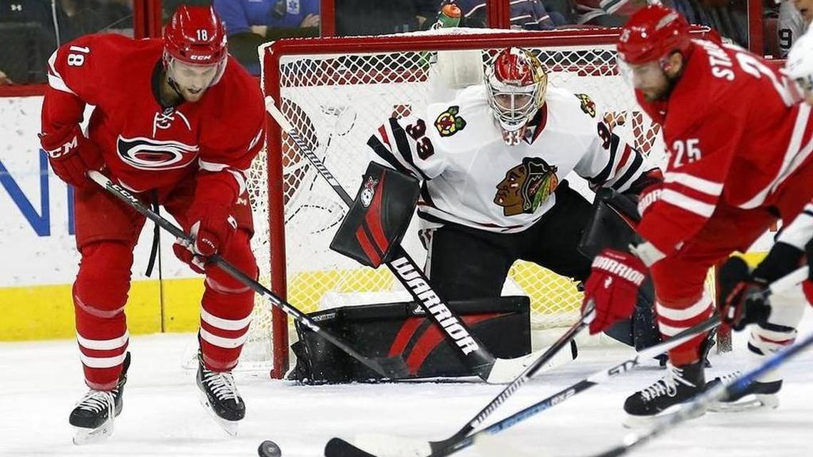The Carolina Hurricanes gave up a third-round pick Friday for the negotiating rights to Chicago Blackhawks goalie Scott Darling, who will be an unrestricted free agent July 1.
