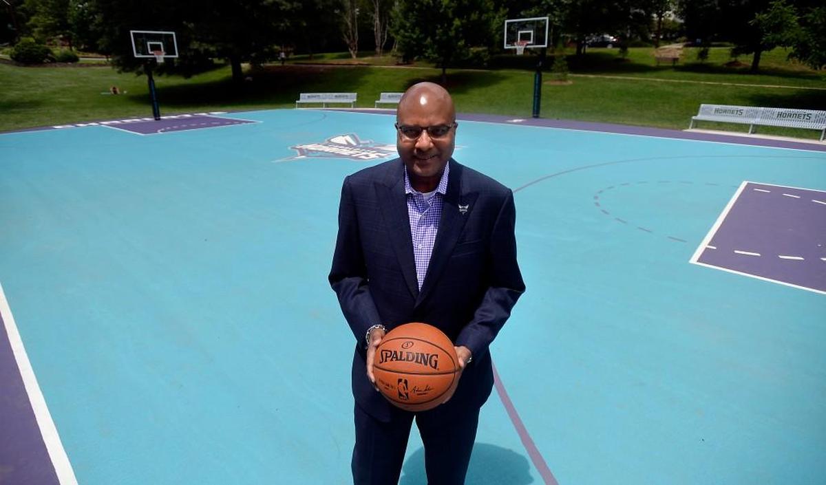 Fred Whitfield, president and chief operating Officer for the Charlotte Hornets, at Latta Park on May 25, 2017.